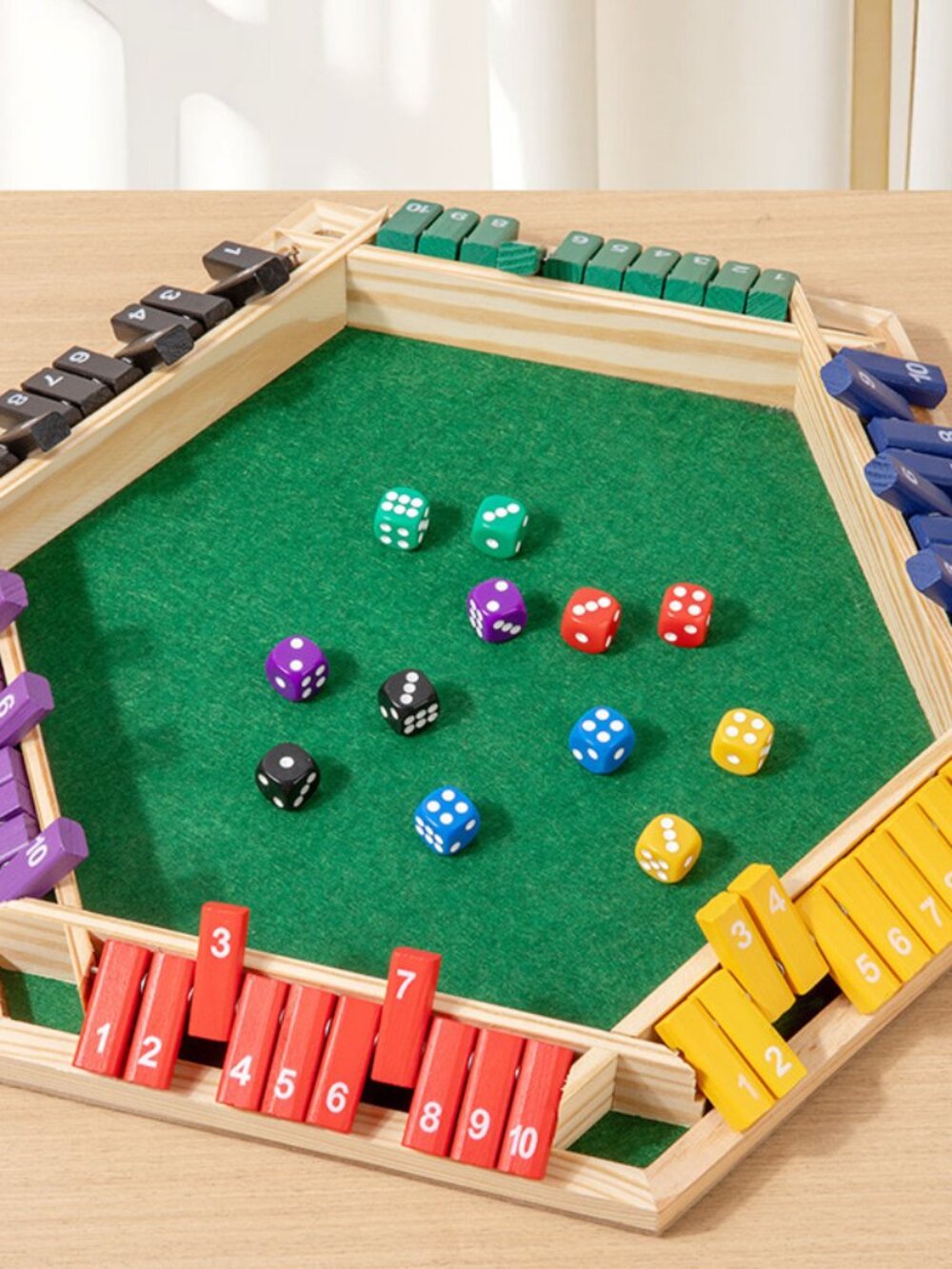Shut the Box Dice Game for 2-6 Players – Wooden Family Board Game, Classic Table